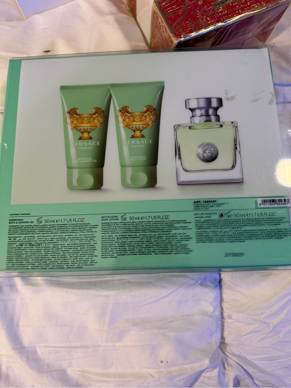 Versace Aqua Green Bath & Body Trio with Gold Accents - Picture 2 of 3